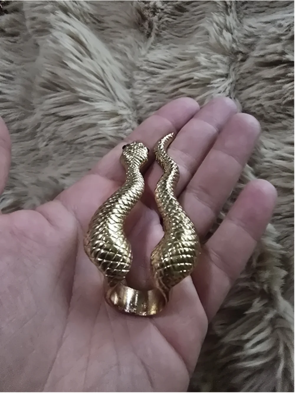 Full Finger Gold Snake Statement Ring size 8 Edgy Eclectic Witchy Whimsigoth